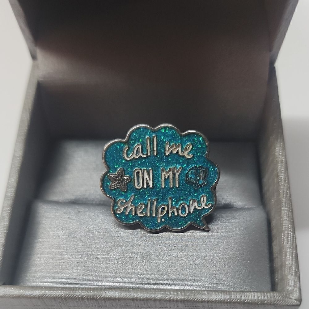 Blue Call Me On My Shellphone Pin